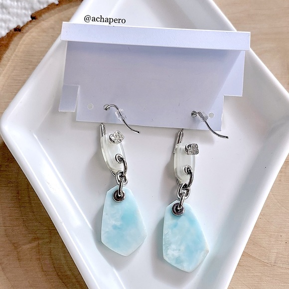 Kendra Scott “Ashlyn” Silver Stone Drop in Light Blue Mix - Picture 7 of 13